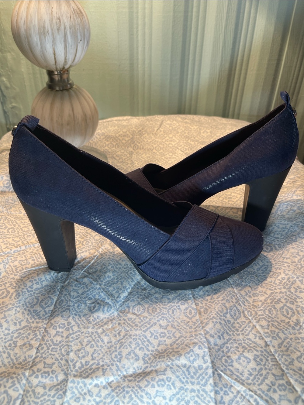 Anne Klein Sport Amuse Royal Navy Blue Slip-on Pumps Heel size 9.5